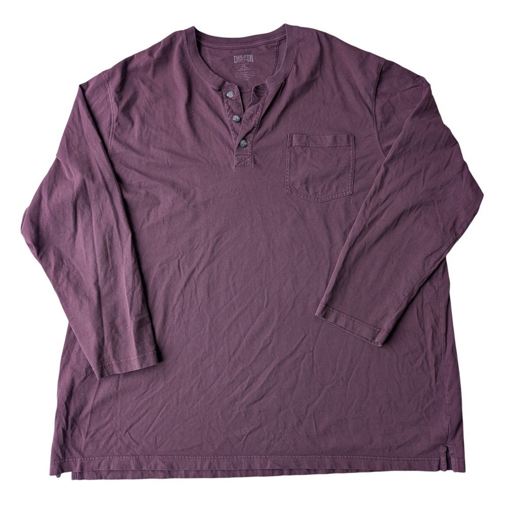 Duluth Trading Co Long Sleeve Henley Pocket T Shirt Burgundy 4XL Men